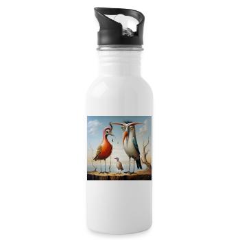 Desert birds in sunset - Water bottle with straw - white - Right