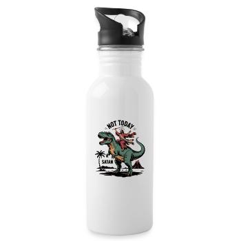 Nicht heute, Satan - Lustiger Jesus T-Shirt - Trinkflasche mit integriertem Trinkhalm - Weiß - Rechts