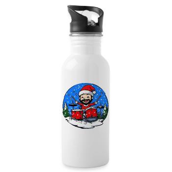 Schlagzeuger Christmas - Trinkflasche mit integriertem Trinkhalm - Weiß - Rechts
