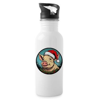 Piglet Christmas - Water bottle with straw - white - Right