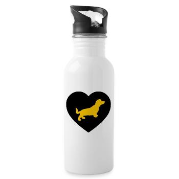Dachshund - Water bottle with straw - white - Right
