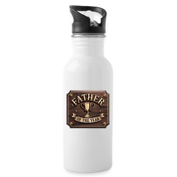 Father of the Year - Funny Dad T-Shirt - Water bottle with straw - white - Right