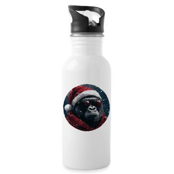 Gorilla Christmas Funny Christmas - Water bottle with straw - white - Right