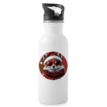 Fuchs Weihnachten Cool Christmas - Trinkflasche mit integriertem Trinkhalm - Weiß - Rechts