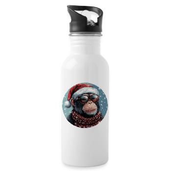 Affe Weihnachten Lustig Cool - Trinkflasche mit integriertem Trinkhalm - Weiß - Rechts