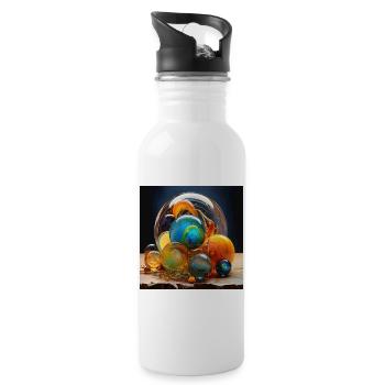 Art du soufflage du verre coloré - Gourde avec paille intégrée - blanc - Droite