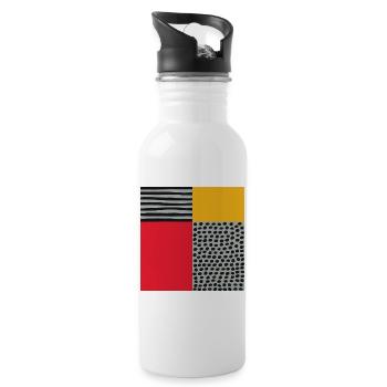 Scandi Art: Abstrakte Geometrie in Rot-Orange - Trinkflasche mit integriertem Trinkhalm - Weiß - Rechts