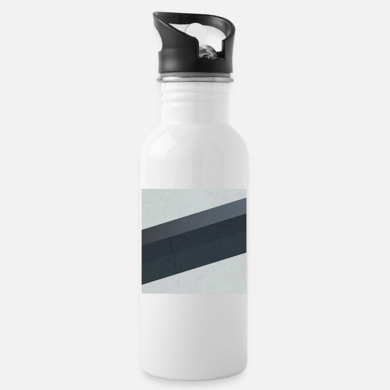 Art géométrique scandinave Sable gris - Gourde avec paille intégrée - blanc