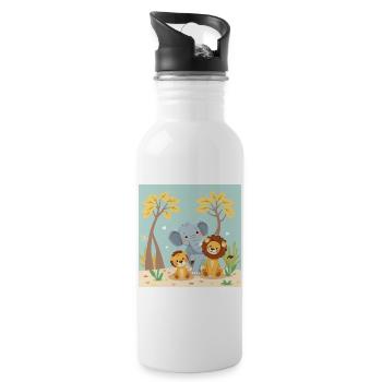Trio Animal Doux Lionceau Éléphant - Gourde avec paille intégrée - blanc - Droite