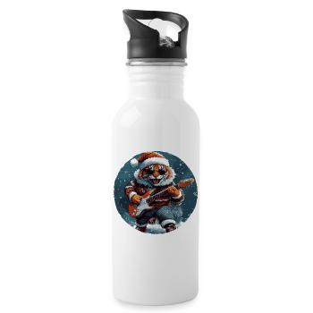 Tiger Christmas Guitar - Water bottle with straw - white - Right