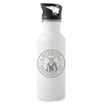 Wendigo-Eindämmungseinheit Lustiger Mythos Wendigo - Trinkflasche mit integriertem Trinkhalm - Weiß - Rechts