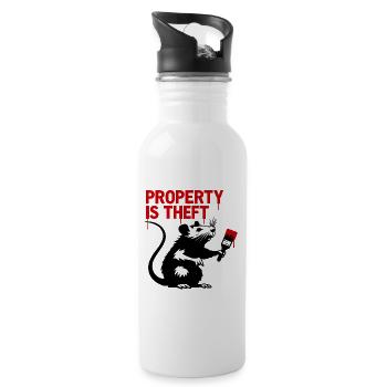 Red Graffiti Quote Print - Water bottle with straw - white - Right