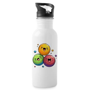 Colorful balls cartoon - Water bottle with straw - white - Right