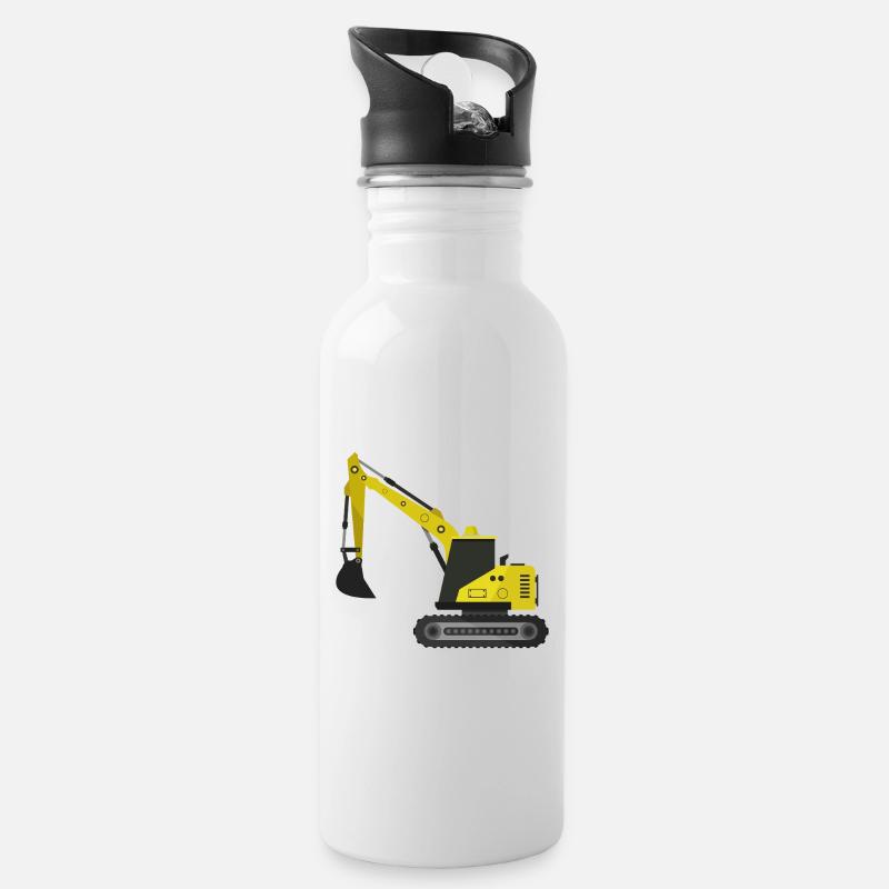 Bagger - Trinkflasche mit integriertem Trinkhalm - Weiß