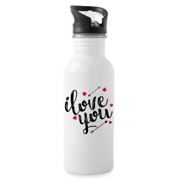 I Love You Declaration Romantic Love Passion - Water bottle with straw - white - Right