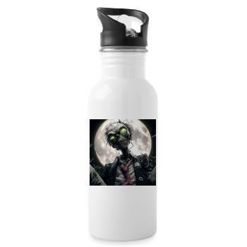Moonlit Undead – Zombie im Vollmond - Trinkflasche mit integriertem Trinkhalm - Weiß - Rechts
