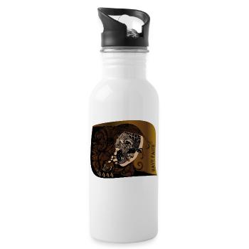 Mask of Faith Zentangle - Water bottle with straw - white - Right