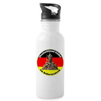 Deutschland hat ein Helfersyndrom - Trinkflasche mit integriertem Trinkhalm - Weiß - Rechts