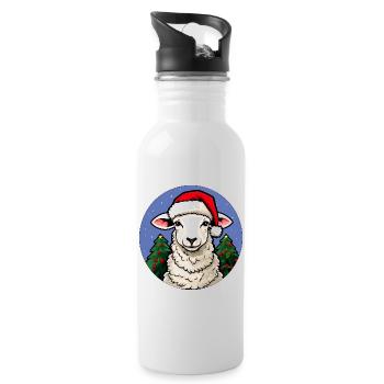 Schafe Weihnachten - Trinkflasche mit integriertem Trinkhalm - Weiß - Rechts