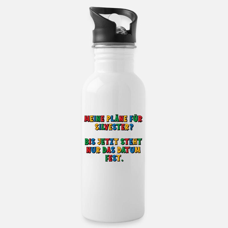 Meine Silvesterpläne - das Datum steht fest - Trinkflasche mit integriertem Trinkhalm - Weiß