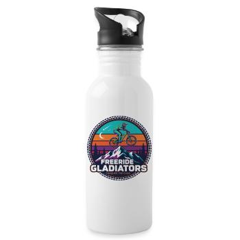 Freeride Gladiators Peak Fahrt - Trinkflasche mit integriertem Trinkhalm - Weiß - Rechts