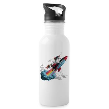 Einhorn Rakete - Trinkflasche mit integriertem Trinkhalm - Weiß - Rechts