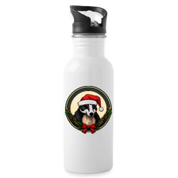 Noël des blaireaux - Gourde avec paille intégrée - blanc - Droite