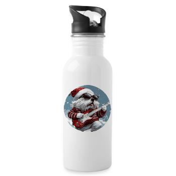Kangal Hund Weihnachten Gitarre - Trinkflasche mit integriertem Trinkhalm - Weiß - Rechts