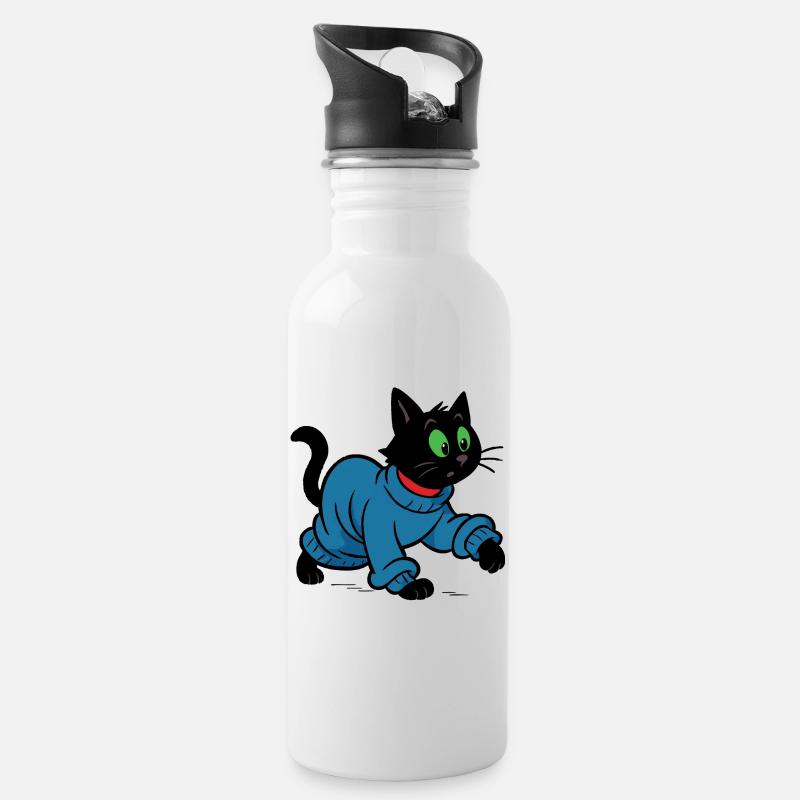 Meeko in oversized sweater - Water bottle with straw - white