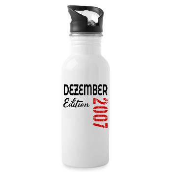 19. Geburtstag Dezember 2007 - Trinkflasche mit integriertem Trinkhalm - Weiß - Rechts