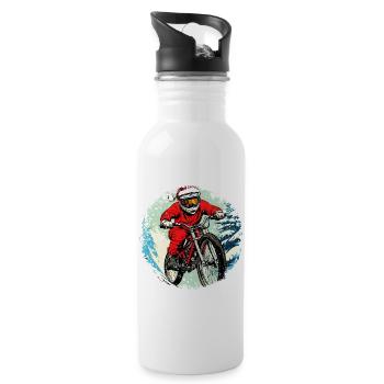 Weihnachten Biker / Mountainbike - Trinkflasche mit integriertem Trinkhalm - Weiß - Rechts
