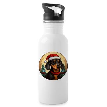 Dachshund Christmas - Water bottle with straw - white - Right