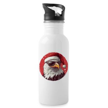 Eagle Santa with sunglasses - Water bottle with straw - white - Right