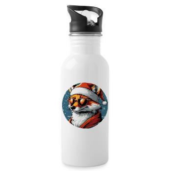 Fuchs Santa Look mit Sonnenbrille - Trinkflasche mit integriertem Trinkhalm - Weiß - Rechts