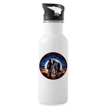 Western riders at sunset - Water bottle with straw - white - Right