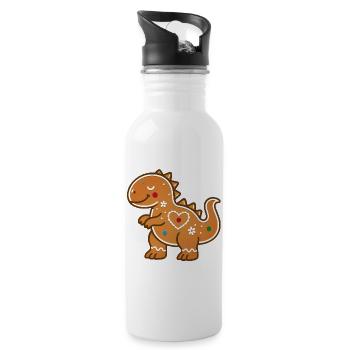 Süßer Lebkuchen Dino für witzige Outfits - Trinkflasche mit integriertem Trinkhalm - Weiß - Rechts