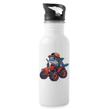Delfin Traktor Farmer - Trinkflasche mit integriertem Trinkhalm - Weiß - Rechts