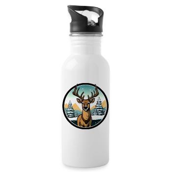 Style Hiver Cerf - Gourde avec paille intégrée - blanc - Droite