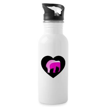 Elefant - Trinkflasche mit integriertem Trinkhalm - Weiß - Rechts