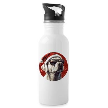 Weihnachts Hund mit Sonnenbrille - Trinkflasche mit integriertem Trinkhalm - Weiß - Rechts