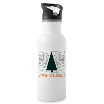 Merry Christmas Christmas Tree - Water bottle with straw - white - Right