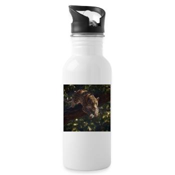 Leopard in the Tree – Silent Power of the Wild - Water bottle with straw - white - Right