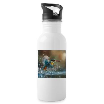 Eisvogel im Flug der flinke Kingfisher Moment - Trinkflasche mit integriertem Trinkhalm - Weiß - Rechts