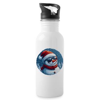 Cooler Schneemann mit Sonnenbrille im Schnee - Trinkflasche mit integriertem Trinkhalm - Weiß - Rechts