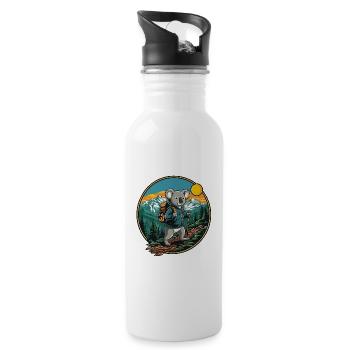 Cute Koala Hiking Camping Mountain Adventure - Water bottle with straw - white - Right