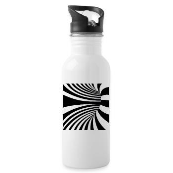Hypnotische Schwarzweißwellen - Trinkflasche mit integriertem Trinkhalm - Weiß - Rechts