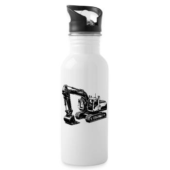 Starker Bagger die Maschine mit dem langen Arm - Trinkflasche mit integriertem Trinkhalm - Weiß - Rechts