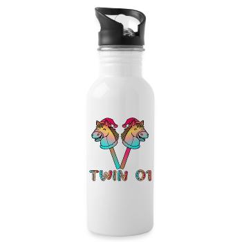 Christmas Hobby Horsing Twin 01 - Trinkflasche mit integriertem Trinkhalm - Weiß - Rechts