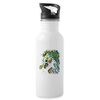 Jesus Rastafari Color Explosion - Water bottle with straw - white - Right
