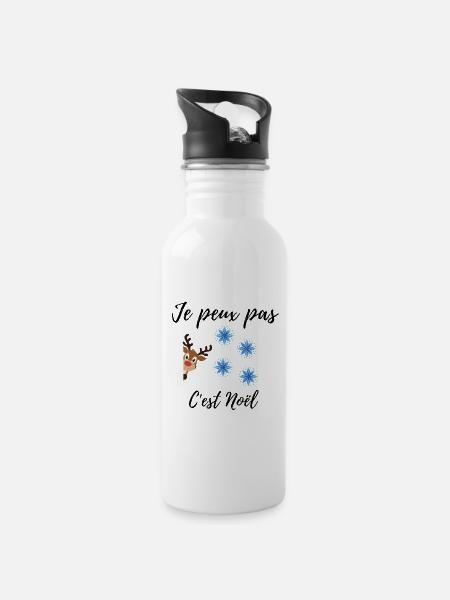 Santa Reindeer T-shirt - Water bottle with straw - white